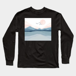 Winter mountain landscape poster Long Sleeve T-Shirt